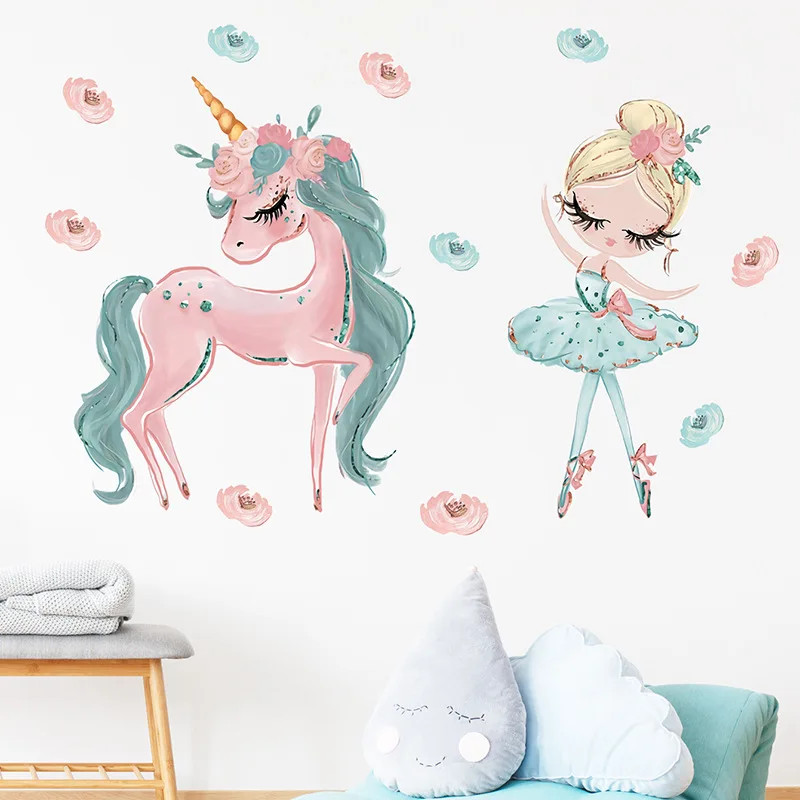 Стикери Magical unicorn and ballerina